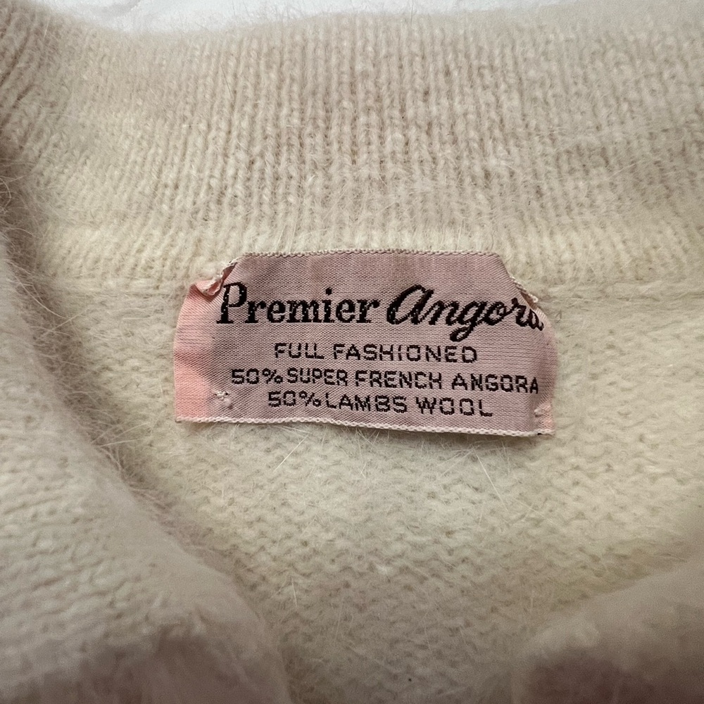UPDATED with imperfections!  Women's Cream Angora & Wool Cardigan